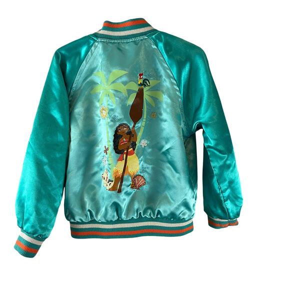 Disney Moana Satin Varsity Jacket Coat Size 4 - Picture 2 of 10